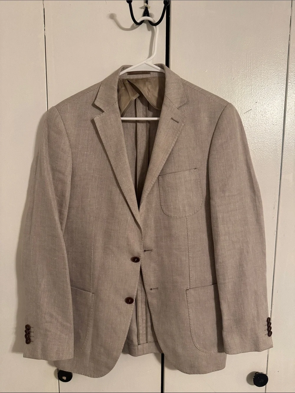 Men's Light Tan Herringbone Blazer